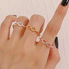 Women's Copper Cut Out Cross 8Shaped Micropaved Zircon Ring Jewelry