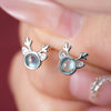 Women's Copper Deer Earrings With Imitation Moonstone And Zircon Accents Translucent Christmas Festival Jewelry
