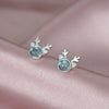 Women's Copper Deer Earrings With Imitation Moonstone And Zircon Accents Translucent Christmas Festival Jewelry