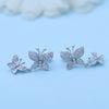 Women's Copper Double Bow Earrings With Zircon Inlay And Electroplated Finish Fashion Jewelry Wholesale