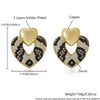 Women's Copper Double Heart Earrings With Leopard Print Snake Python Pattern Electroplated