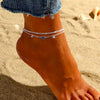 Women's Copper Double Layer Heart Anklet With Rice Beads And Heart Shaped Zircon Charm
