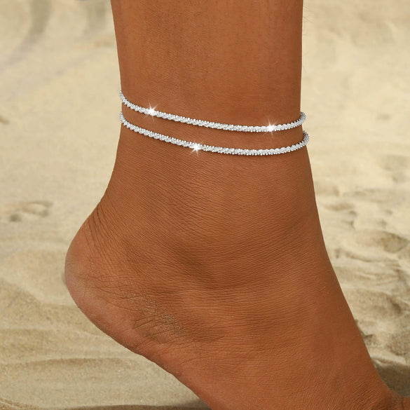 Women's Copper Double Layer Heart Shaped Anklet Casual Fashion Beach Foot Jewelry
