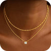Women's Copper Double Oval Layered Pendant Choker Necklace With Geometric Design And Electroplated Finish Versatile Fashion Jewelry
