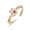 Women's Copper Dripping Oil Christmas Ring With Santa Claus Snowflake And Elk Motifs Geometric Festival Jewelry