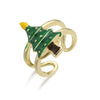 Women's Copper Dripping Oil Christmas Ring With Santa Claus Snowflake And Elk Motifs Geometric Festival Jewelry