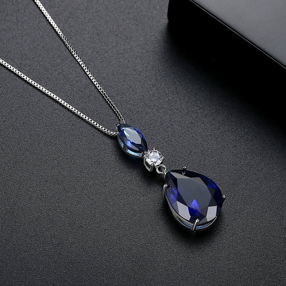 Women's Copper Drop Pendant Necklace With Mixed Gemstone Setting Electroplated Fashion Minimalist Jewelry