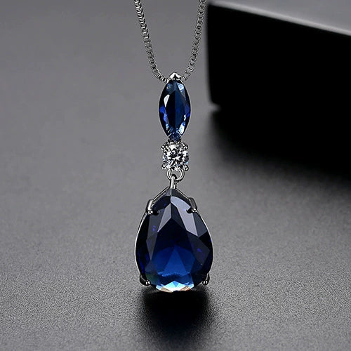 Women's Copper Drop Pendant Necklace With Mixed Gemstone Setting Electroplated Fashion Minimalist Jewelry