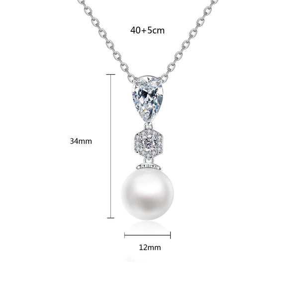 Women's Copper Drop Pendant Necklace With Zircon Inlay Electroplated Minimalist Clavicle Chain Fashion Jewelry