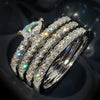 Women's Copper Dropshaped Inlaid Zircon Ring Trendy Multilayered Niche Style Accessories