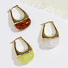 Women's Copper Earrings Geometric Ushaped Design Inlaid Transparent Resin Electroplating Minimalist Style