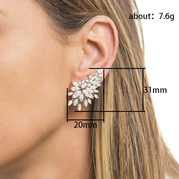 Women's Copper Earrings With Angel Wings And Flower Pattern Microinlay Design