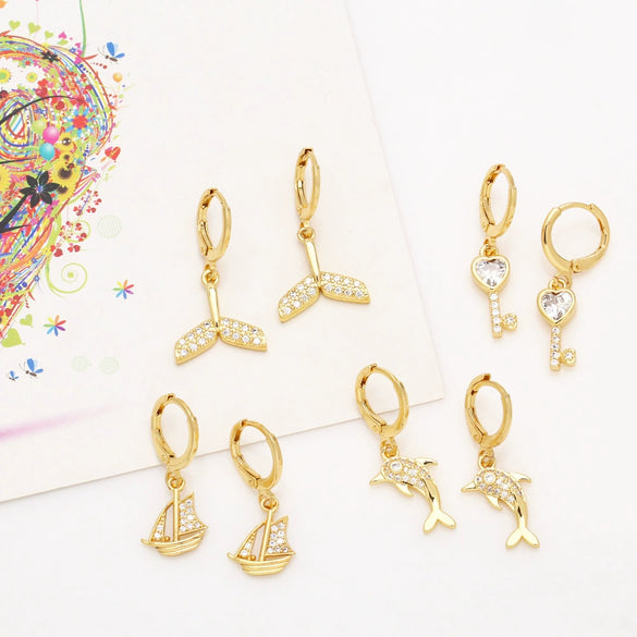 Women's Copper Earrings With Animal Cartoon Character Electroplated