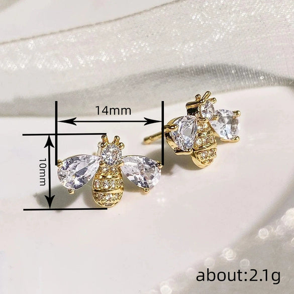 Women's Copper Earrings With Animal Zodiac And Drop Shape Design And Zirconia