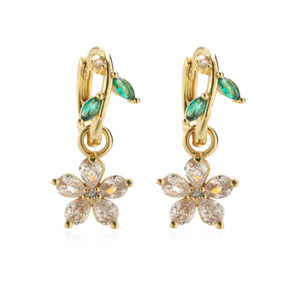 Women's Copper Earrings With Ladybird Insect And Star Pattern And Zirconia Design