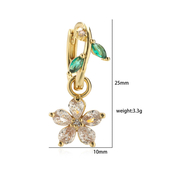 Women's Copper Earrings With Ladybird Insect And Star Pattern And Zirconia Design