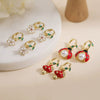 Women's Copper Earrings With Ladybird Insect And Star Pattern And Zirconia Design
