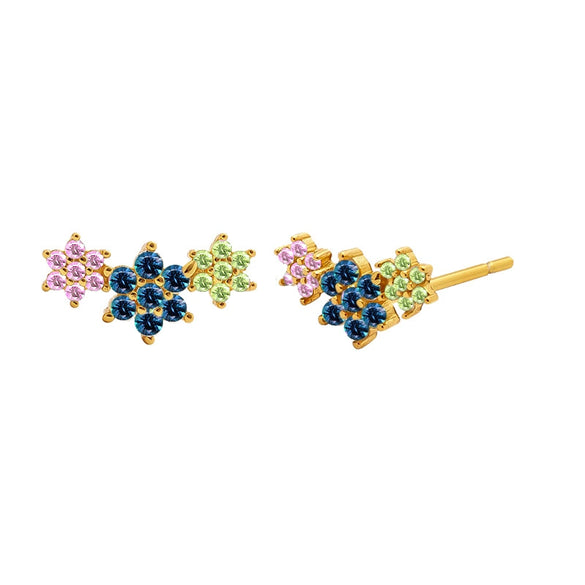 Women's Copper Earrings With Silver Needle Colorful Zircon Angel Wing Geometric Design Electroplated Elegant Versatile Fashion Jewelry