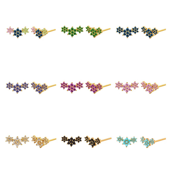 Women's Copper Earrings With Silver Needle Colorful Zircon Angel Wing Geometric Design Electroplated Elegant Versatile Fashion Jewelry