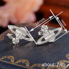 Women's Copper Earrings With Star And Geometric Pattern And Zirconia Design Lovely And Minimalist Style