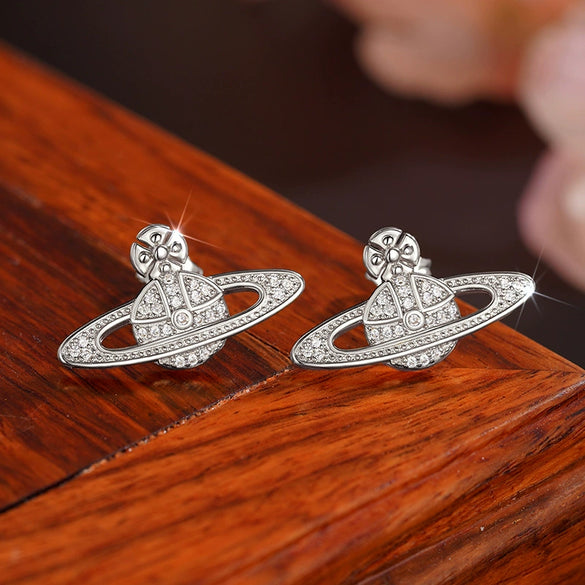Women's Copper Earrings With Star And Geometric Pattern And Zirconia Design Lovely And Minimalist Style