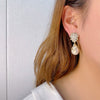 Women's Copper Earrings With Water Drop Pendant Imitation Pearl Geometric Design Elegant Style