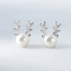 Women's Copper Electroplated Antler Earrings With Animal Zodiac Design Festive Princess Style Holiday Jewelry