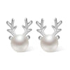 Women's Copper Electroplated Antler Earrings With Animal Zodiac Design Festive Princess Style Holiday Jewelry