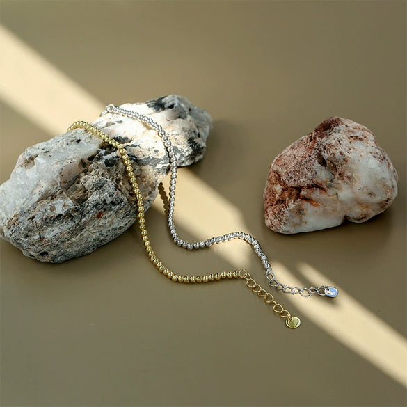 Women's Copper Electroplated Bead Bracelet With Real Gold Plating And Geometric Style