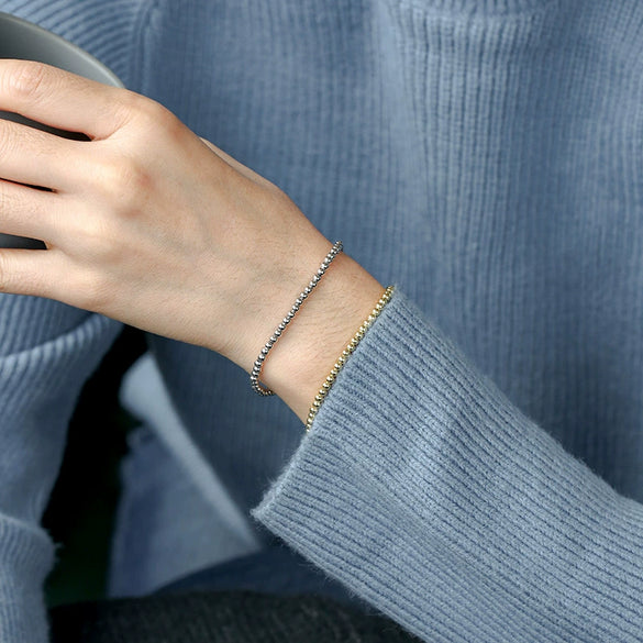 Women's Copper Electroplated Bead Bracelet With Real Gold Plating And Geometric Style