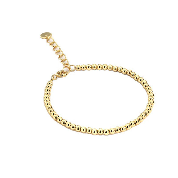 Women's Copper Electroplated Bead Bracelet With Real Gold Plating And Geometric Style