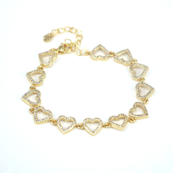 Women's Copper Electroplated Bracelet With Micro Inlaid Zircon Heart And Star Geometric Rainbow Charm