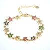 Women's Copper Electroplated Bracelet With Micro Inlaid Zircon Heart And Star Geometric Rainbow Charm
