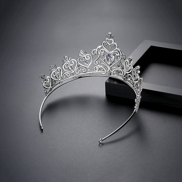 Women's Copper Electroplated Crown Headband Elegant Bridal Wedding Hair Accessory For Formal Occasions