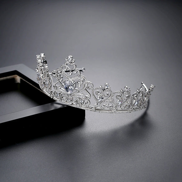 Women's Copper Electroplated Crown Headband Elegant Bridal Wedding Hair Accessory For Formal Occasions
