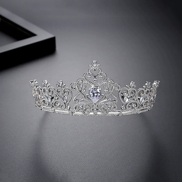 Women's Copper Electroplated Crown Headband Elegant Bridal Wedding Hair Accessory For Formal Occasions