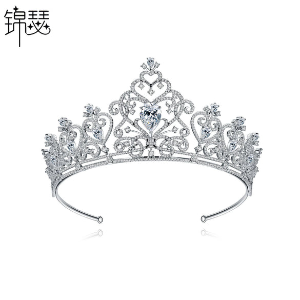 Women's Copper Electroplated Crown Headband Elegant Bridal Wedding Hair Accessory For Formal Occasions