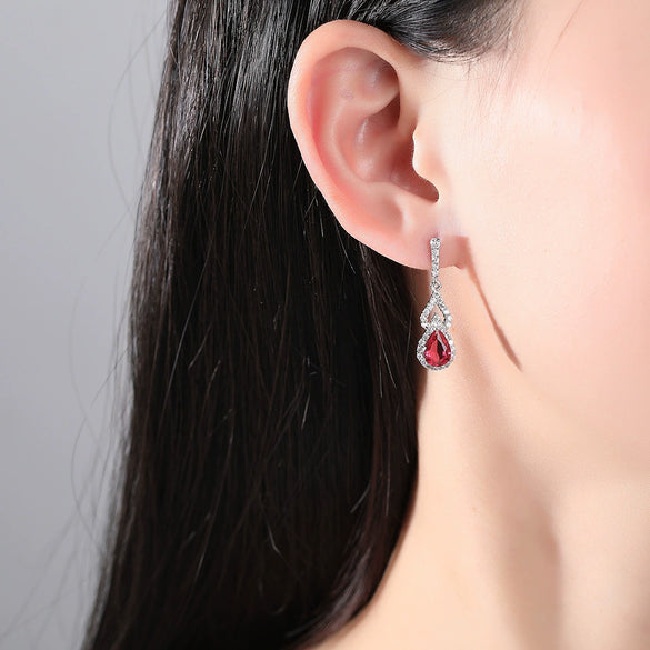 Women's Copper Electroplated Drop Earrings With Microinlaid Zircon For Bridal Wedding Jewelry Accessories