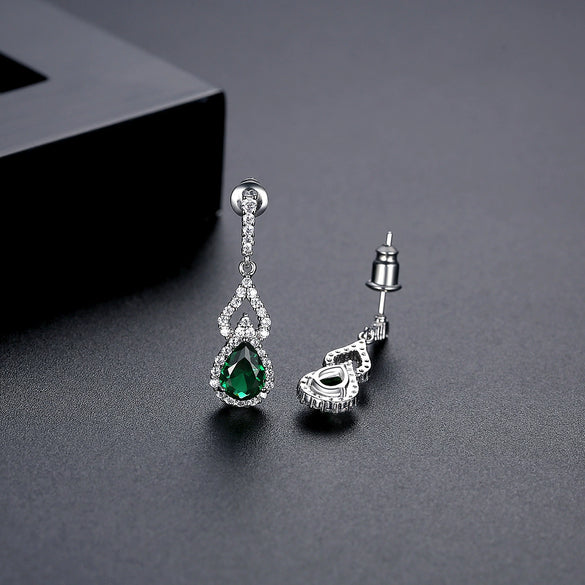 Women's Copper Electroplated Drop Earrings With Microinlaid Zircon For Bridal Wedding Jewelry Accessories