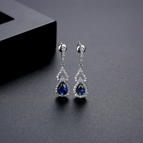 Women's Copper Electroplated Drop Earrings With Microinlaid Zircon For Bridal Wedding Jewelry Accessories