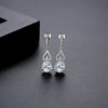 Women's Copper Electroplated Drop Earrings With Microinlaid Zircon For Bridal Wedding Jewelry Accessories