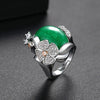 Women's Copper Electroplated Emerald Chalcedony And Zircon Inlaid Geometric Adjustable Ring Fashion Jewelry