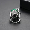 Women's Copper Electroplated Emerald Chalcedony And Zircon Inlaid Geometric Adjustable Ring Fashion Jewelry