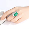 Women's Copper Electroplated Emerald Chalcedony And Zircon Inlaid Geometric Adjustable Ring Fashion Jewelry