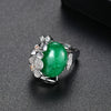 Women's Copper Electroplated Emerald Chalcedony And Zircon Inlaid Geometric Adjustable Ring Fashion Jewelry