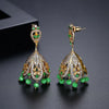 Women's Copper Electroplated Geometric Crystal Tassel Earrings Vintage Style Set With Zircon Inlay
