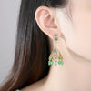 Women's Copper Electroplated Geometric Crystal Tassel Earrings Vintage Style Set With Zircon Inlay
