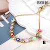 Women's Copper Electroplated Geometric Eye Bracelet With Micro Inlaid Zircon And Enamel Round Charm Adjustable Style