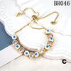 Women's Copper Electroplated Geometric Eye Bracelet With Micro Inlaid Zircon And Enamel Round Charm Adjustable Style
