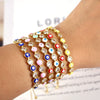 Women's Copper Electroplated Geometric Eye Bracelet With Micro Inlaid Zircon And Enamel Round Charm Adjustable Style